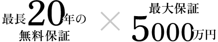 最長20年の無料保証×最大保証5000万円